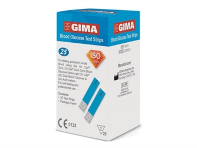 STRISCE GLUCOSIO per GLUCOMETRO GIMA - 25 strisce