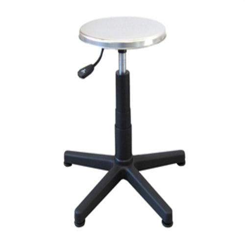 SGABELLO - sedile inox, base in plastica con piedini