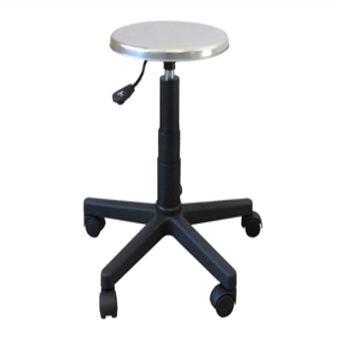 SGABELLO - sedile inox, base in plastica con ruote