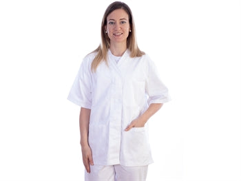 CASACCA CON BOTTONI-cotone/pol.-donna S bianca