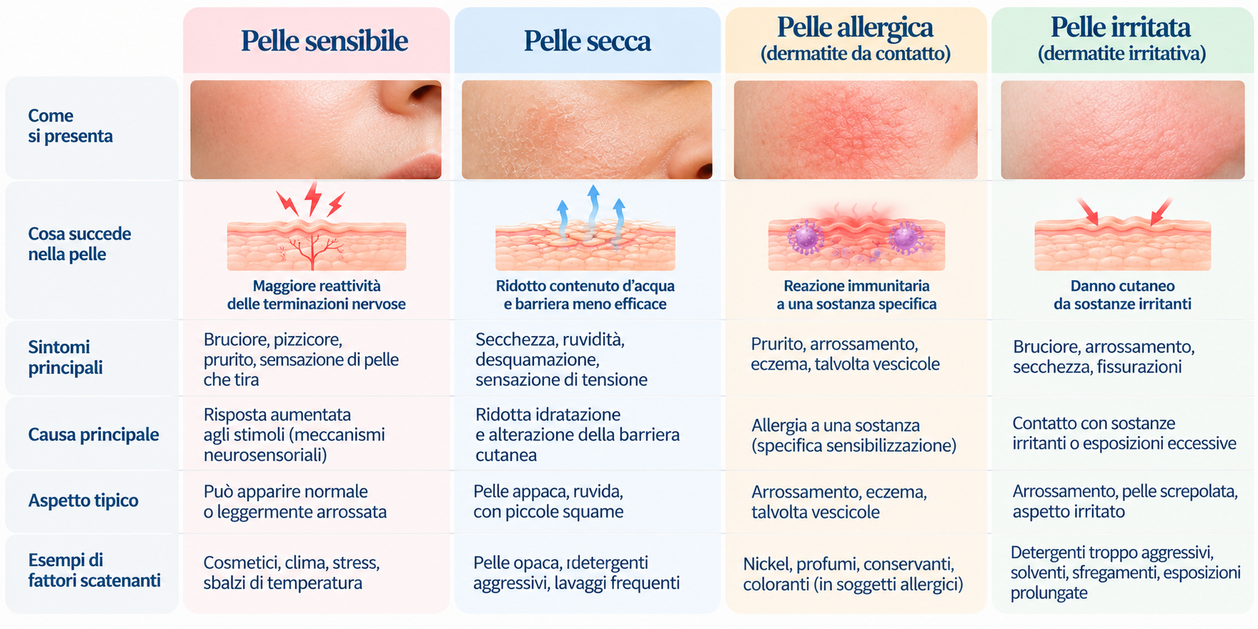Confronto tra condizioni della pelle