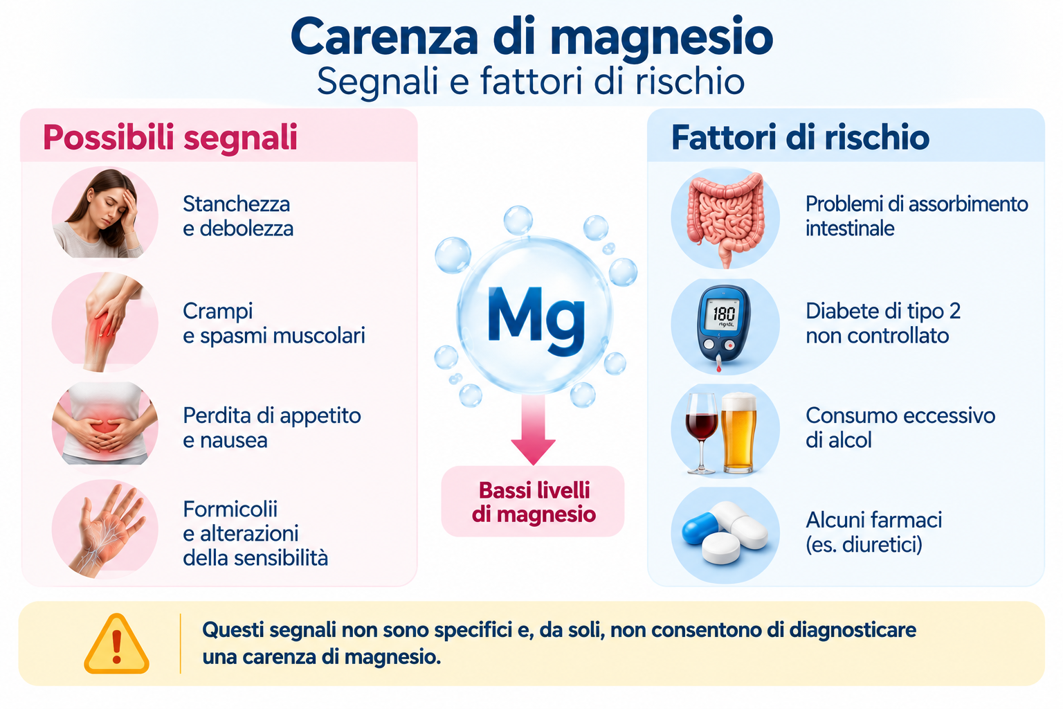 Infografica sulla carenza di magnesio
